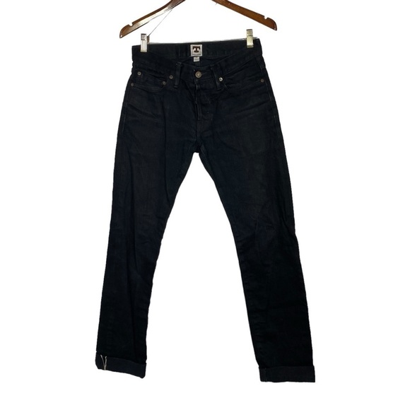 Tellason Black Cuffed Tapered Straight Leg Jeans - Picture 1 of 5